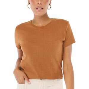 J.Crew Factory Mocha Brown Cotton Slim Fit Crewneck Tee Shirt M NWT